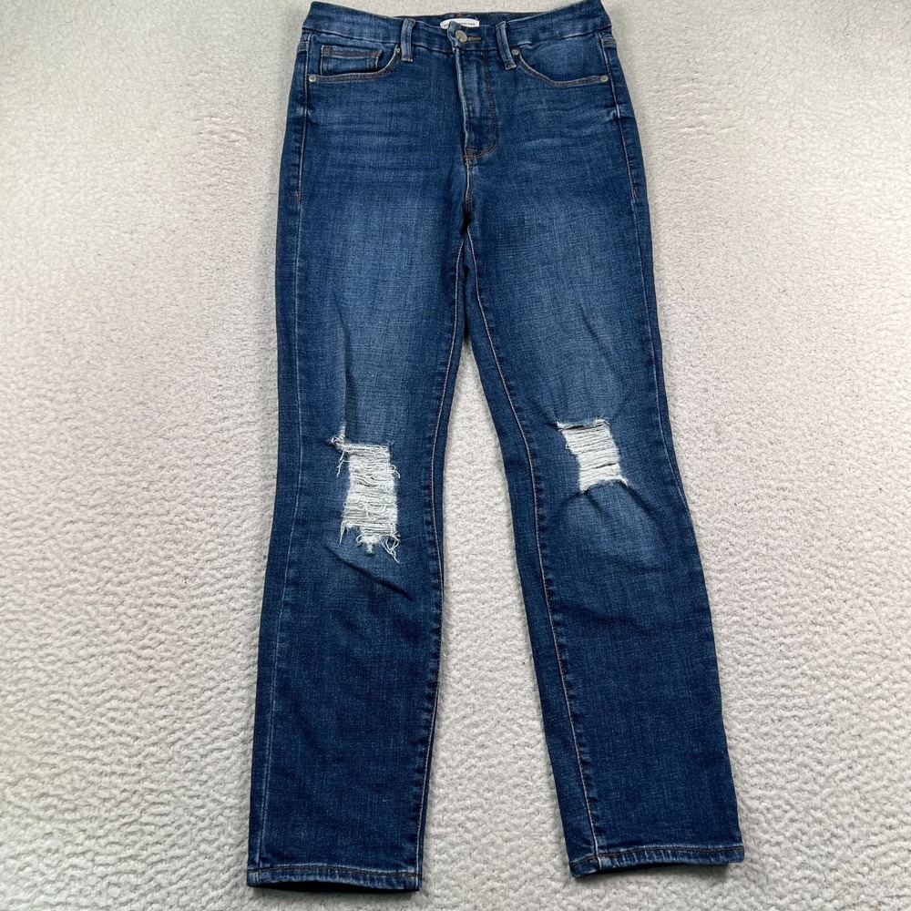 Good‎ American Jeans Womens 6/28 Distressed Stretch Denim Pockets Blue GCL740OP